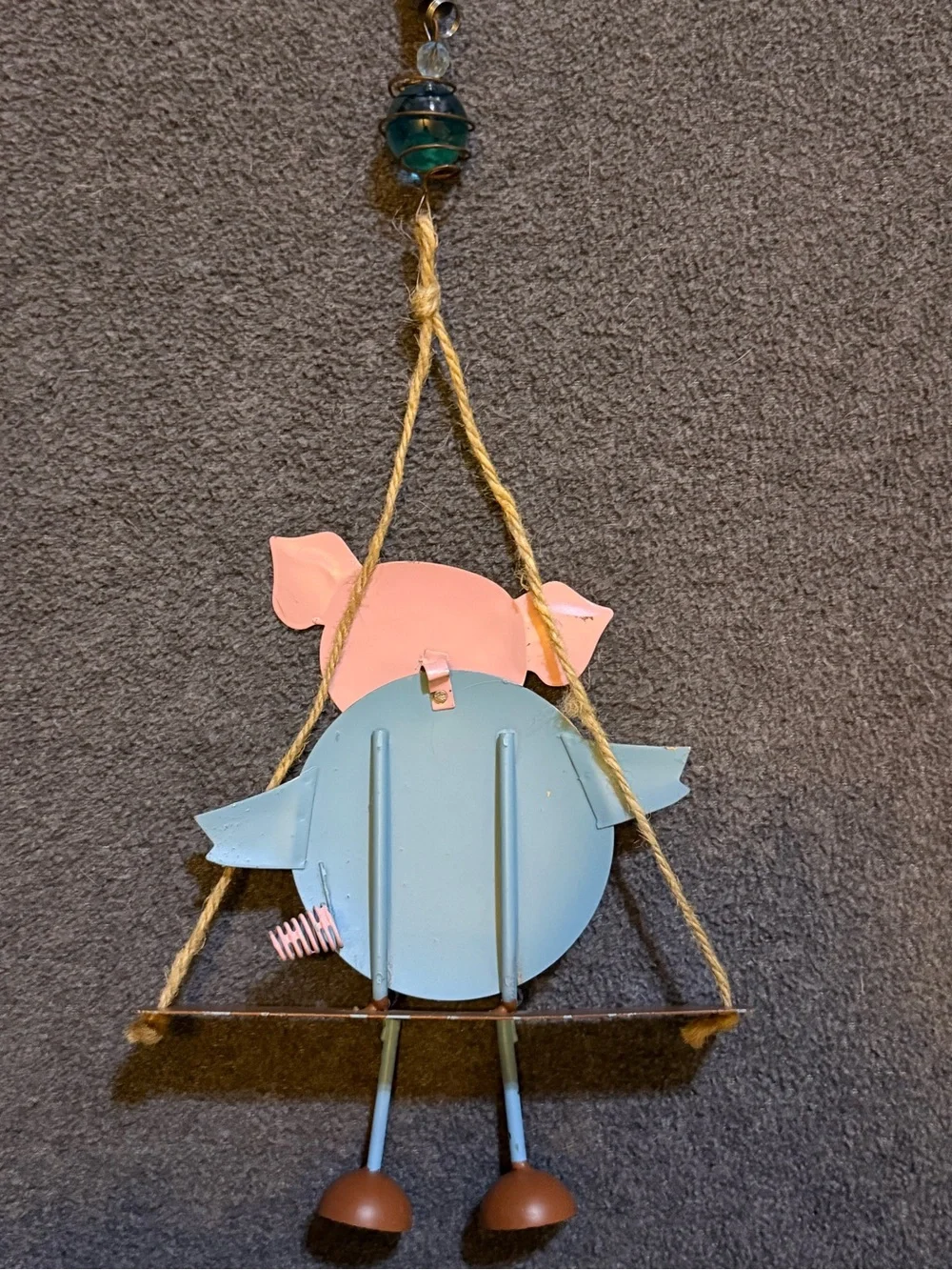 Pink Pig Hanging Garden Ornament